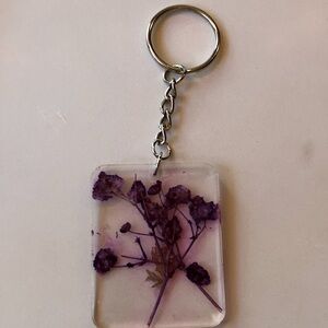 Purple flower resin flower keychain